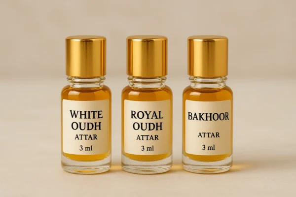 3 premium attars 3ml White Oudh Royal Oudh Bakhoor by bazariopk.com